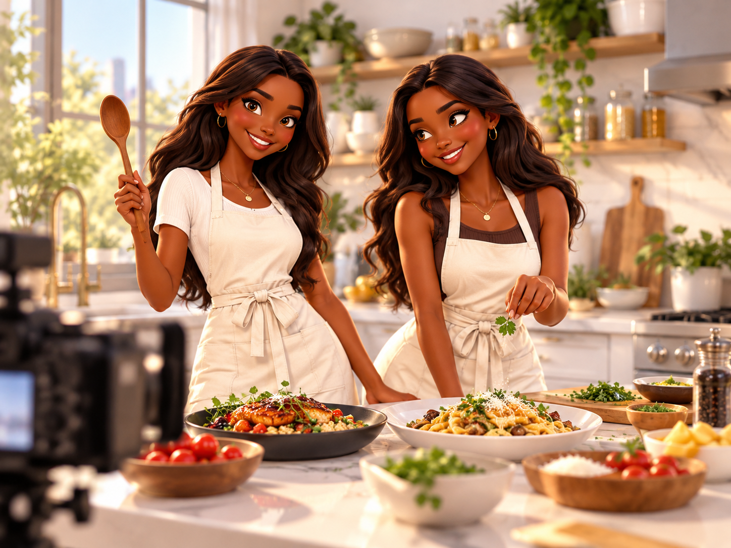 The Karter Twins in a culinary studio